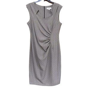 Shelby & Palmer Women Sheath Dress, Side Ruched Detail, Sleeveless, Sand Brown